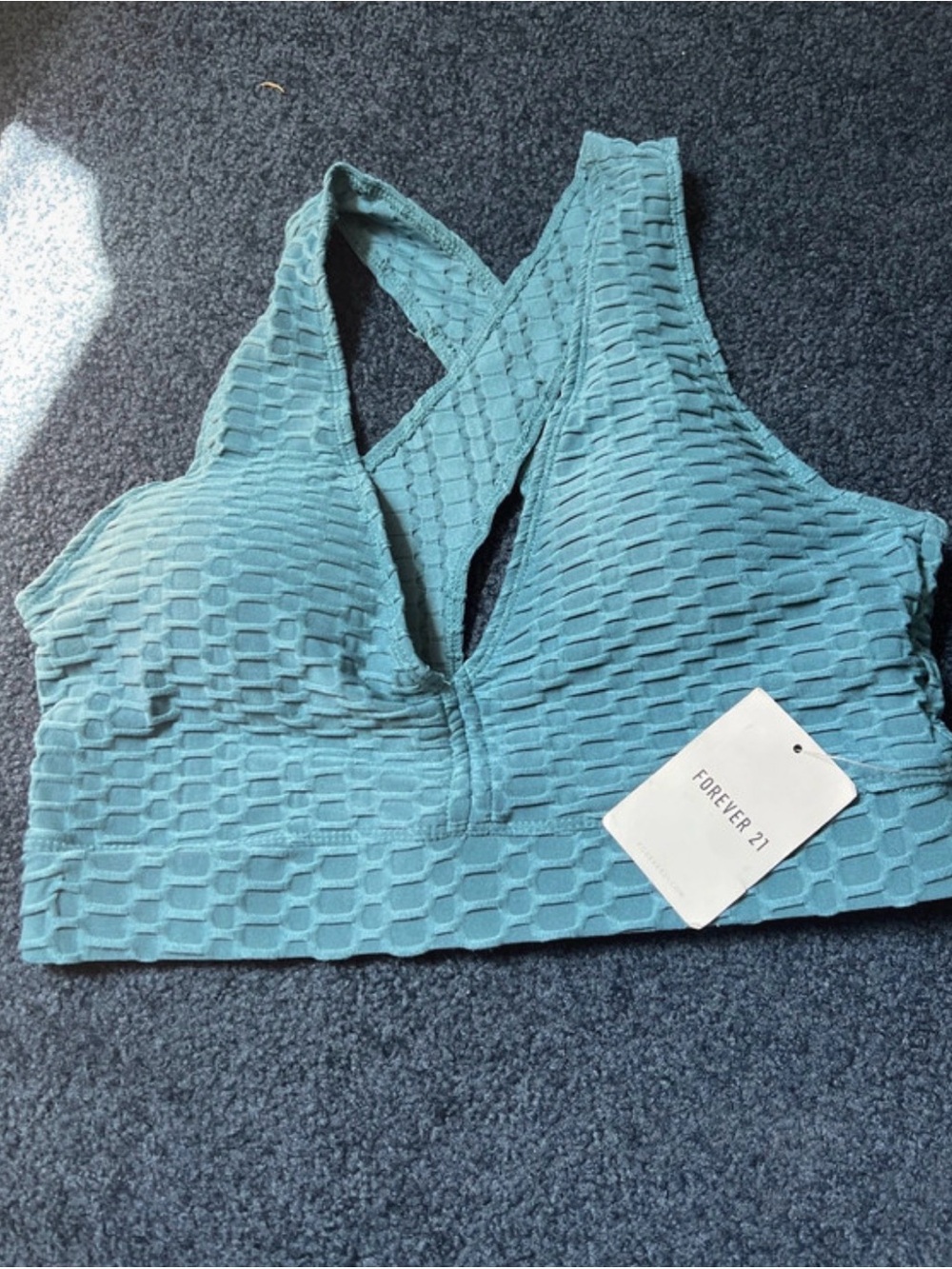 Forever 21 Textured Light Teal Bralette sports bra
